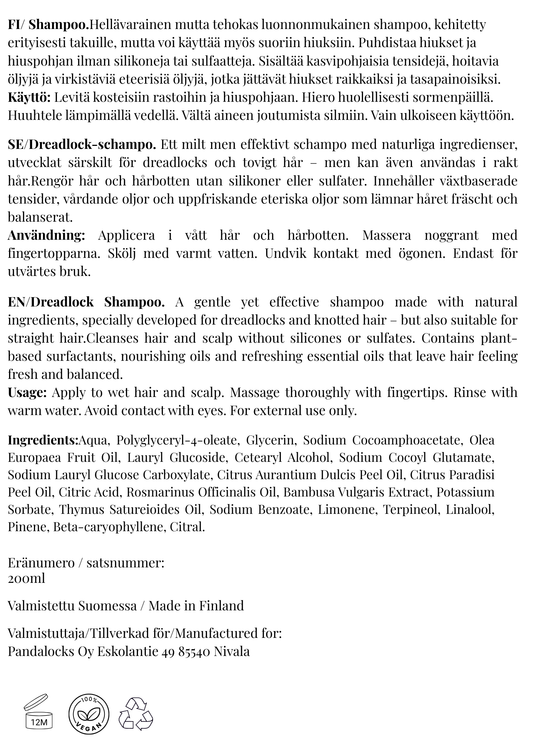 Shampoo takuille/rastoille